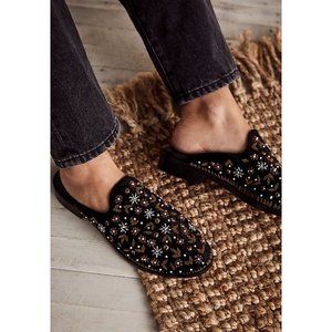 Free People Cosmic Velvet Loafer Beaded Mules Size 38